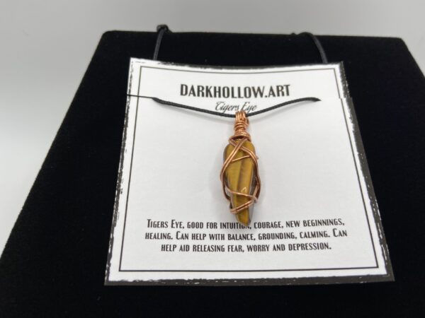 Wire Wrapped Gemstone Necklace - Oblong Tiger's Eye