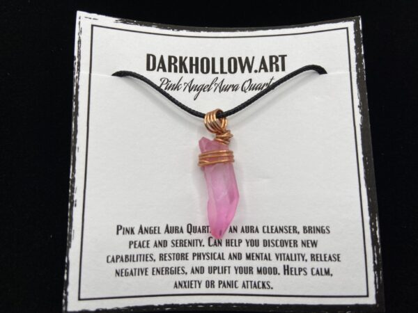 Wire Wrapped Gemstone Necklace - Pink Aura Quartz