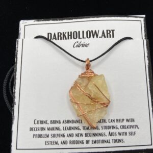 Wire Wrapped Gemstone Necklace - Citrine