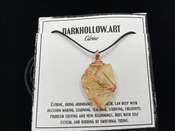 Wire Wrapped Gemstone Necklace - Citrine