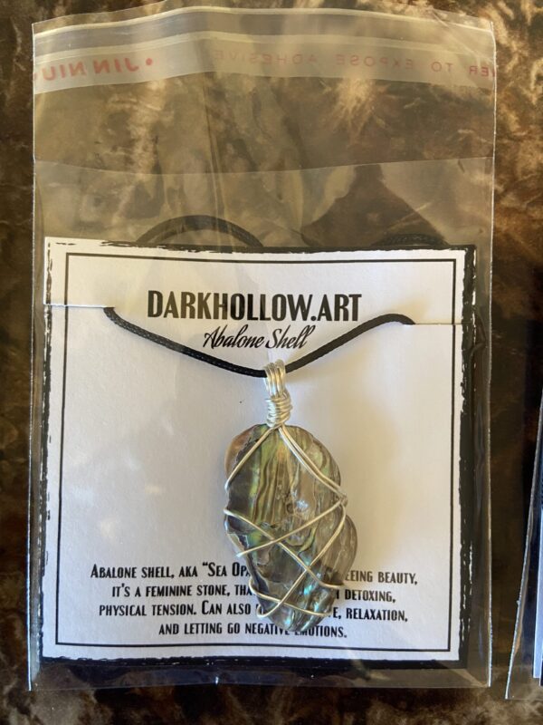Wire Wrapped Gemstone Necklace - Abalone Shell