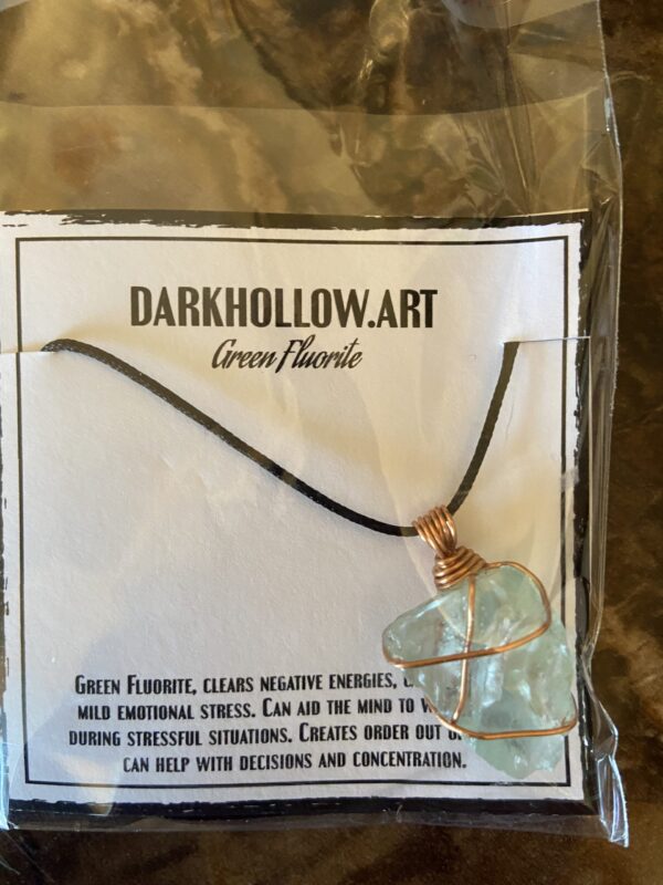 Wire Wrapped Gemstone Necklace - Green Flourite