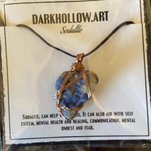 Wire Wrapped Gemstone Necklace - Sodalite