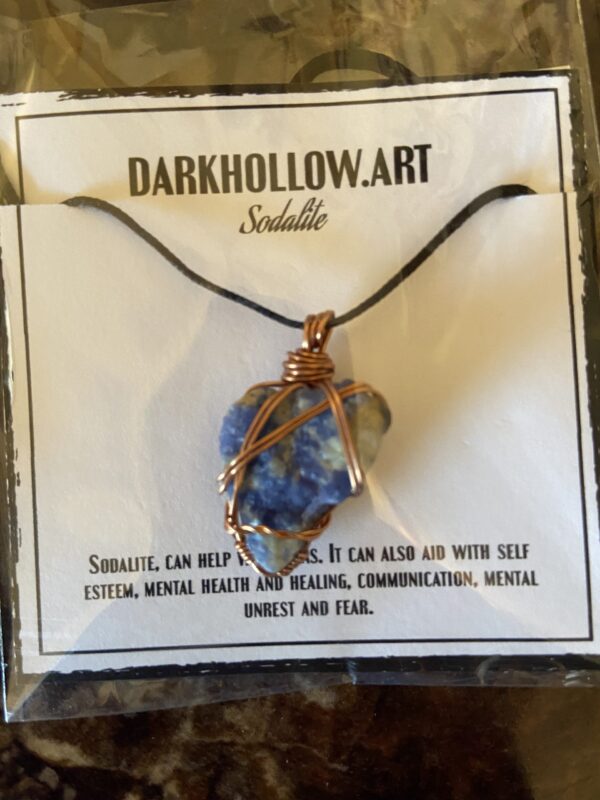 Wire Wrapped Gemstone Necklace - Sodalite
